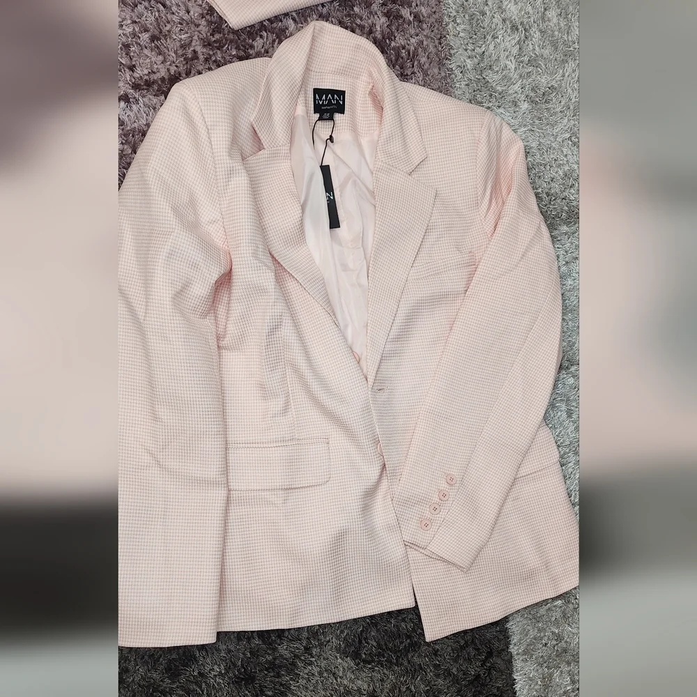 Boohooman SLIM SINGLE BREASTED DOGSTOOTH SUIT JACKET AND PANT SET